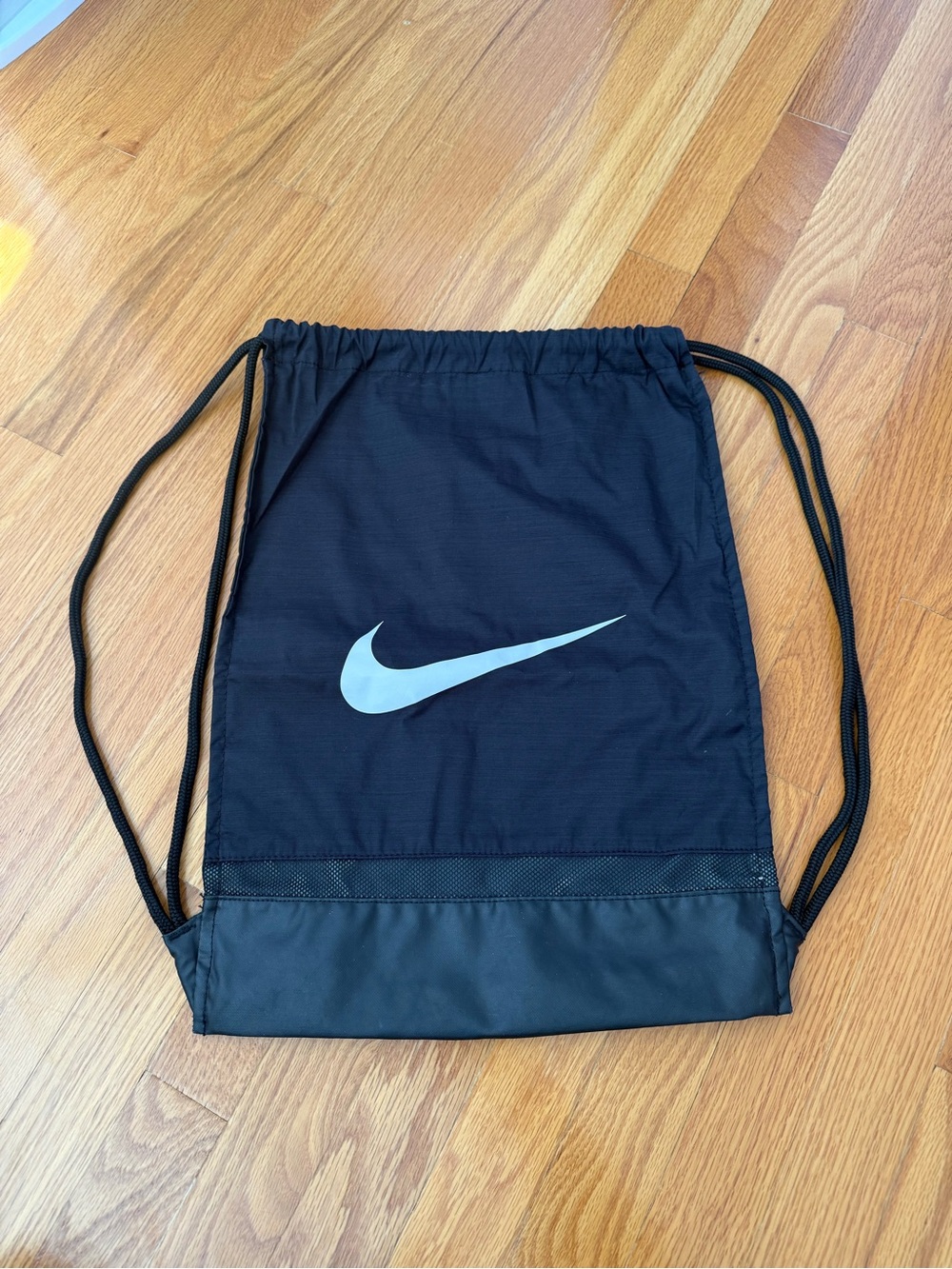 Nike Black Drawstring Gym Sack with White Swoosh